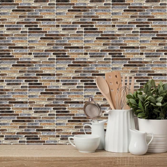 Stickers Carrelage Hexagone - 20Pcs Adhésif Imperméable Pour Cuisine & Salle De Bain - Motif Bois - 0,69m²