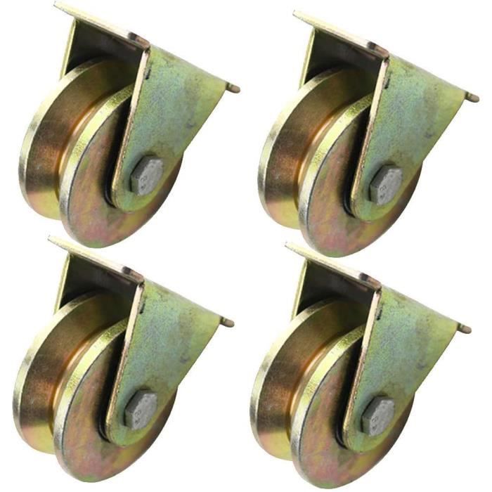Lot De 4 Roulettes En Acier à Rainure En V - Roues Industrielles Robustes Pour Portes Coulissantes Et Machines