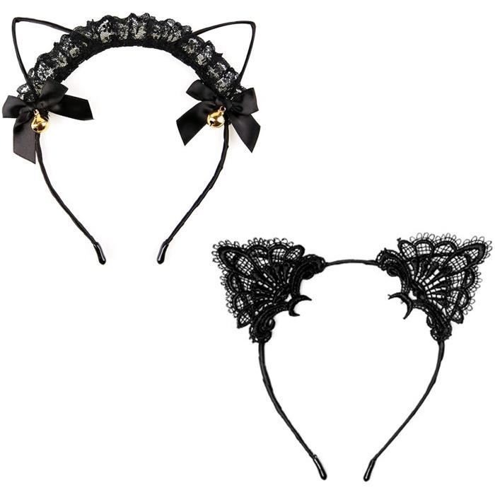 2pcs Oreilles Chat Bandeau Serre Tete Oreille De Chat Dentelle Mignon Cerceaux En Metal Belle Bandeau Cheveux Noir Serre Tete D 731 Cdiscount Au Quotidien