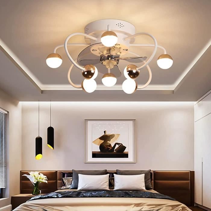 Lustre Avec Ventilateur En Bois Silencieux Minuterie 2H Lustre