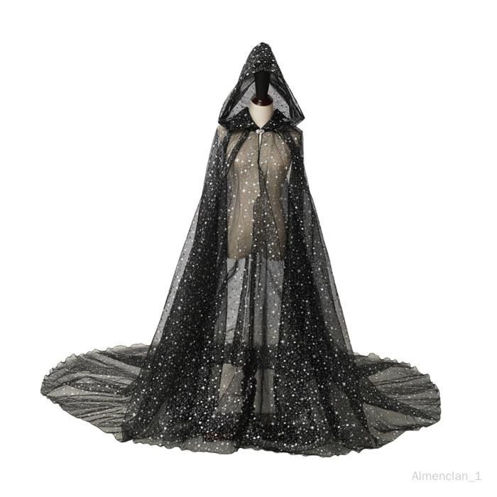 Cape à Capuche Noire ACTOYS 170cm | Velours, Pour Déguisement Vampire, Sorcier, Halloween