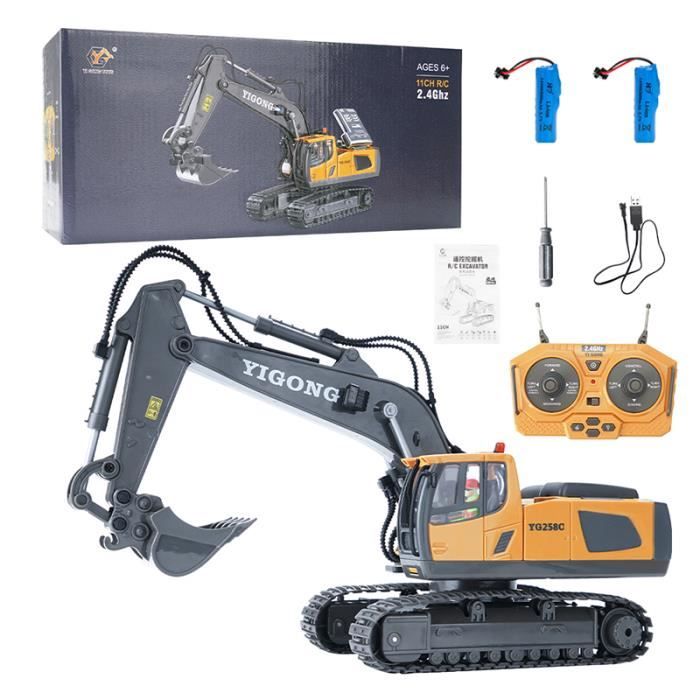 Pelleteuse RC 1/20 11 Canaux – Camion De Chantier Avec Lumière Et Musique – Jouet éducatif Garçon Radiocommandé Chantier