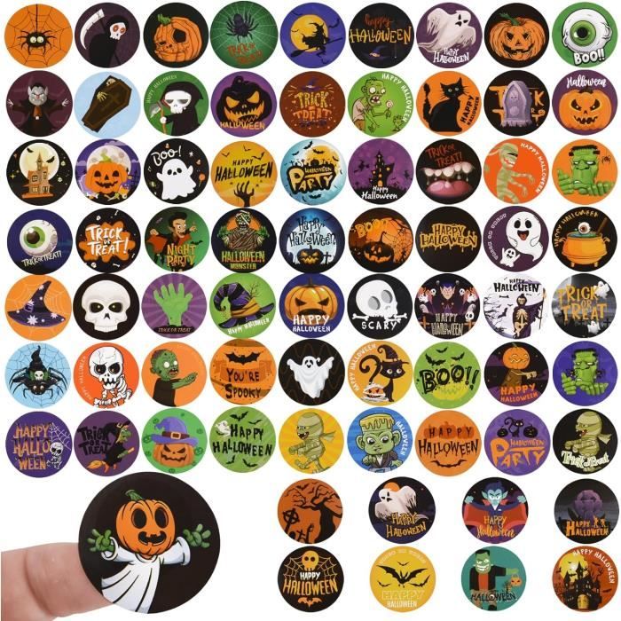 120 Autocollants Happy Halloween - Étiquettes Rondes 5 Cm Pour Sacs Bonbons, Invitations, Décoration | Lot économique