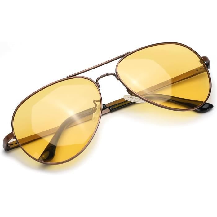 Lunette Soleil Anti Eblouissement Conduite De Nuit-Lunette Verre Jaune  Polarisée - Protection Uva Uvb[u1809]