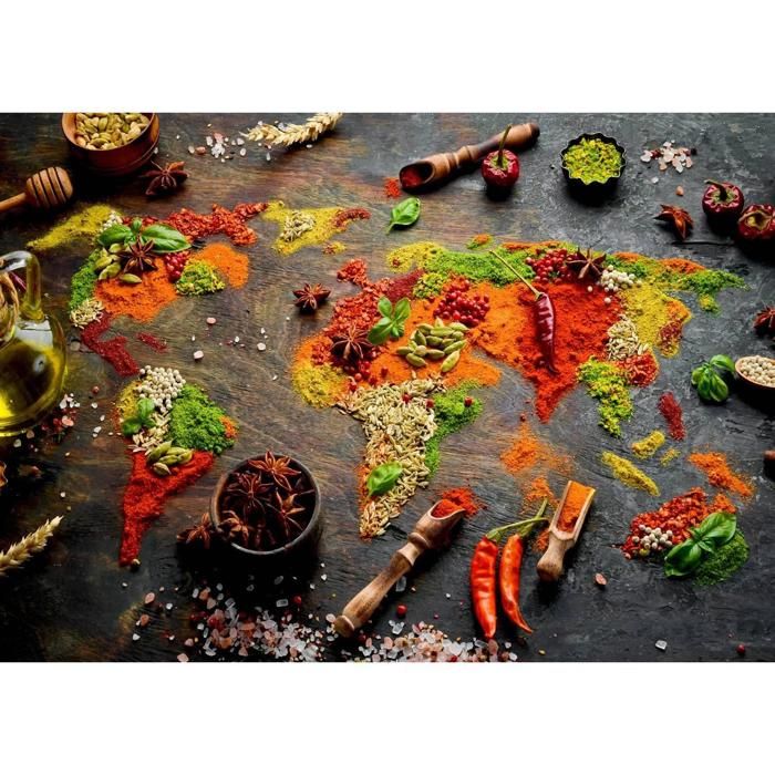 Puzzle 1000 pièces : Carte du monde en épices - Cdiscount Jeux - Jouets