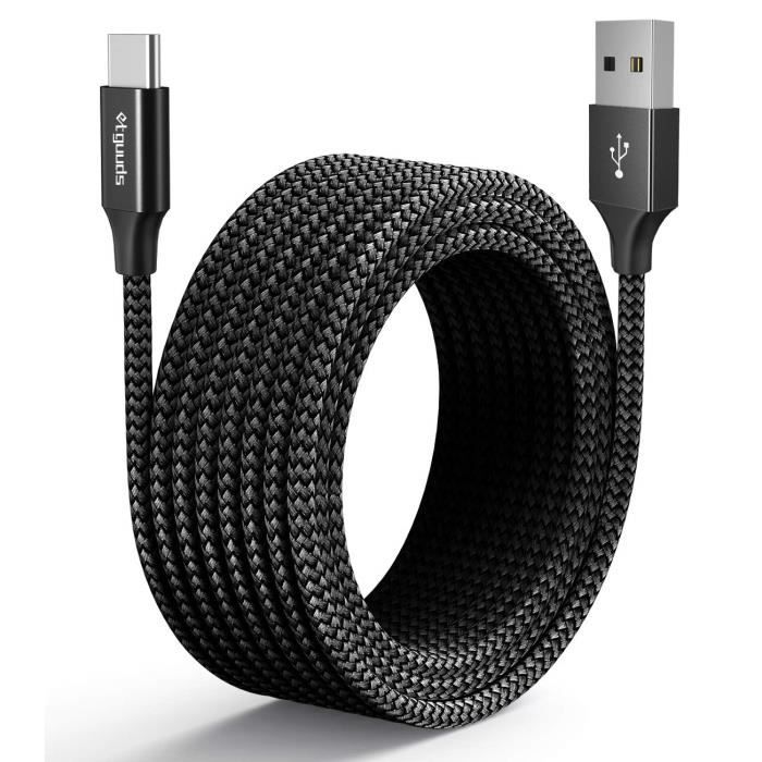 Câble USB C 5M, Cable Chargeur USB C 2.0 Charge Rapide Nylon USB Type C  Cable Long pour Samsung Galaxy S10 S20 S9 S8+, Sony, G[486] - Cdiscount  Téléphonie