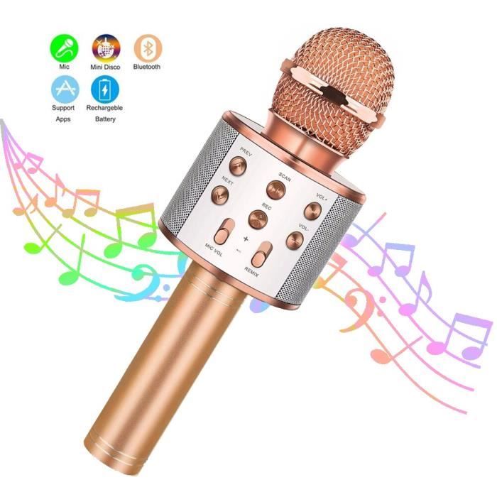 Microphone sans fil Bluetooth pour enfants, cadeau, lumières de chant et de  danse, Machine de karaoké Portable avec [7A0C997]