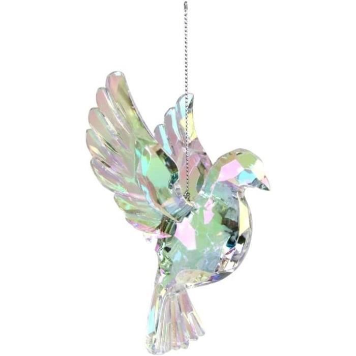 CDDécoration de Noël verre effet arcenIridescent Colombe volante