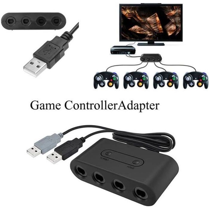 Adaptateur de contrôleur 4 ports GameCube pour Nintendo Wii U