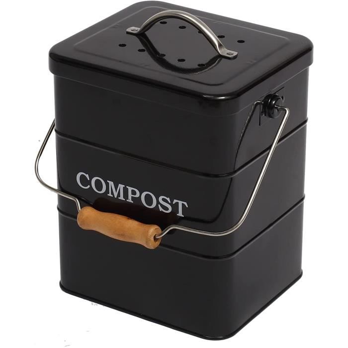 POUBELLE DE TABLE Poubelle à Compost en Acier Inoxydable pour comptoir de  Cuisine, 6 L Seau à Compost avec Couvercle,Comprend Un F - Cdiscount Maison