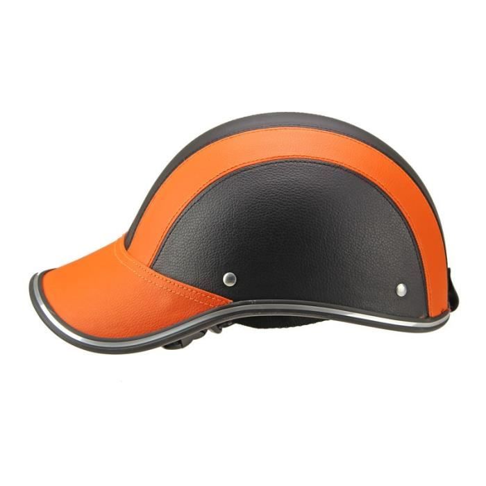 Orange - Demi casque de moto Style casquette de Baseball, chapeau rigide de  sécurité pour café Racer Chopper