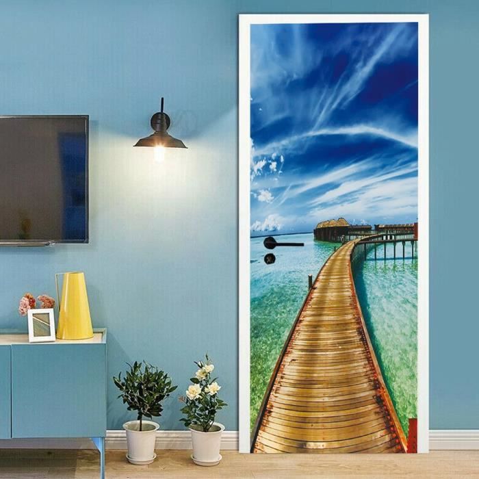 Sticker Porte 3d Stickers Porte Escalier Auto-AdhéSif Mural DéCoration De La Maison Stickers Muraux Chambre Salon Affiche Amovible Art Autocollants-77x200 Cm Stickers Porte Chambre
