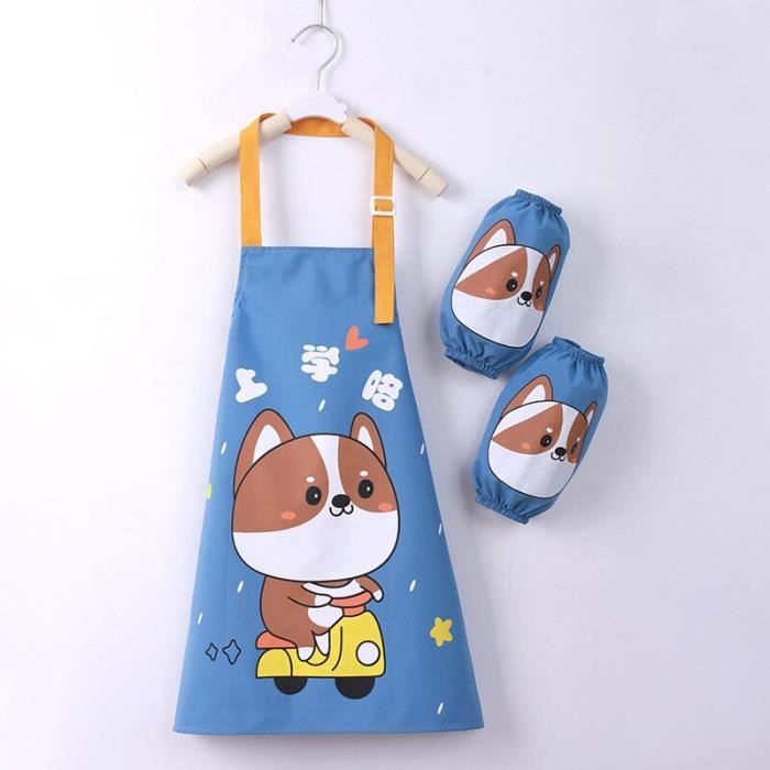 Tablier Enfant Dessin Animé TUONYIS – Coton Réglable 6-12 Ans – Cuisine Peinture Bricolage – Rose Blanc – Cadeau Fille Garçon