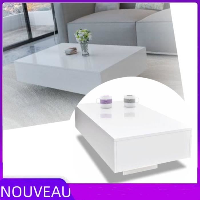 Table basse - Moderne - Rectangulaire - Haute brillance - Blanc