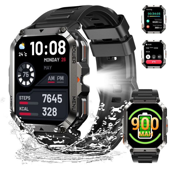 Blackview Montre Connectée Homme 900mAh Appel Bleutooth 2.01 HD Smartwatch Suivi Santé 100+ Sportifs Fréquence Cardiaque 24/7