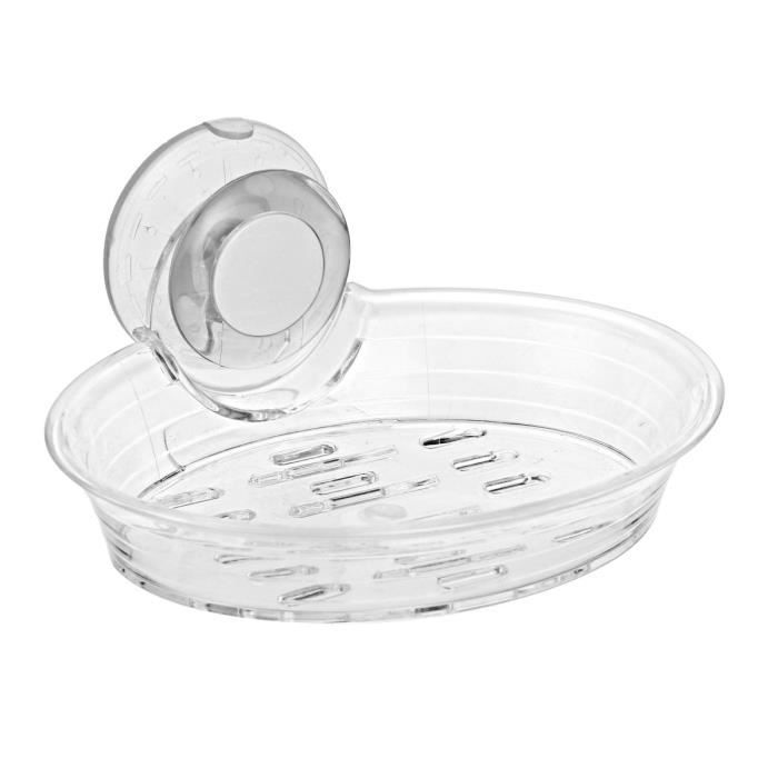 Porte-Savon Bremermann SAVONA - Plastique Cristallin Gris, 13 X 8.2 Cm, Avec Nervures De Séchage
