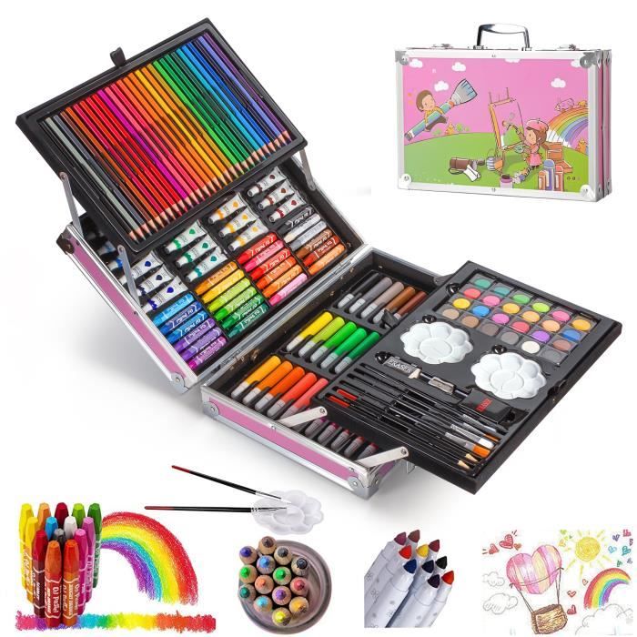 14€02 sur 130 Sets de Dessin ODWALK, Malette de Coloriage Enfants Aquarelle  Crayon Kit - rose - Crayon de couleur - Achat & prix