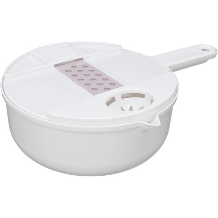 Mandoline De Cuisine HNCY Avec 5 Lames Inox - Coupe Légumes, Julienne, Tranches - Sécurité Et Récipient Inclus