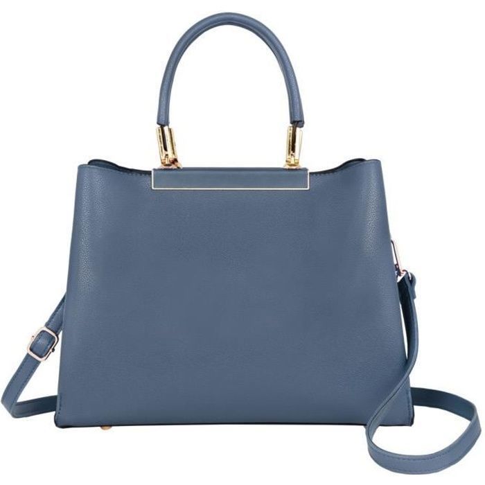 CRAZYCHIC - Sac à Main Femme - Cabas Fourre-Tout Epaule Bandoulière Cuir PU - Compartiments Poches - Ville Elegant Mode - Bleu CRAZYCHIC - Sac à Main Femme - Cabas Fourre-Tout Epaule Bandoulière Cuir PU - Compartiments Poches - Ville Elegant Mode - Bleu
