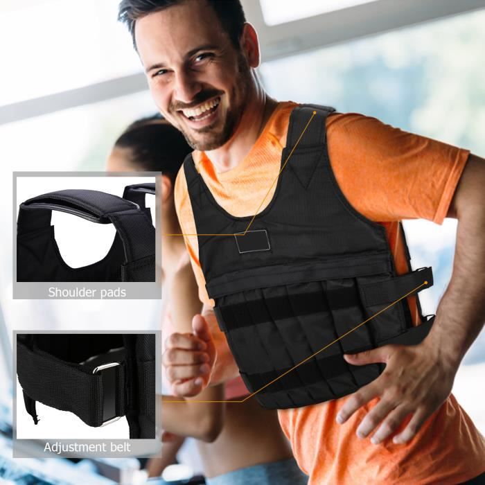 Gilet Lesté Réglable Wolf Tactical - Homme/Femme - Entraînement Musculation - Noir