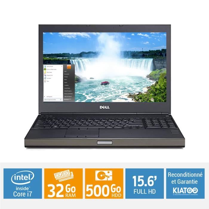Dell Precision M4800 – Ordinateur portable – Intel Core i7 – RAM 32Go – 500Go HDD – 15 Full HD – Reconditionné