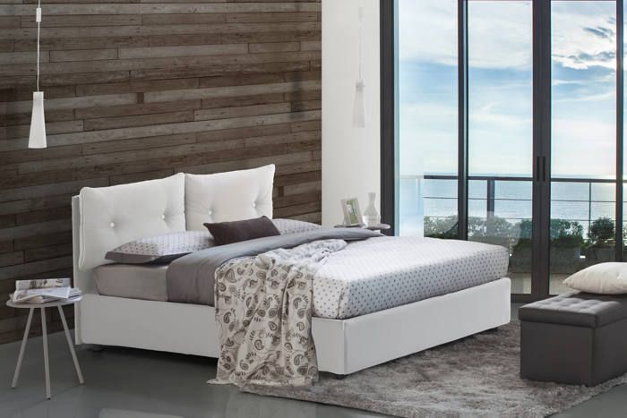 Lit simple Chantal - Talamo Italia - Blanc - Avec matelas inclus - Contemporain - Design Lit simple Chantal - Talamo Italia - Blanc - Avec matelas inclus - Contemporain - Design