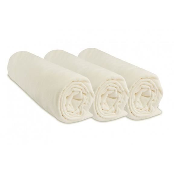 Lot de 3 draps housse coton - 60x120 cm Couleur - Ecru