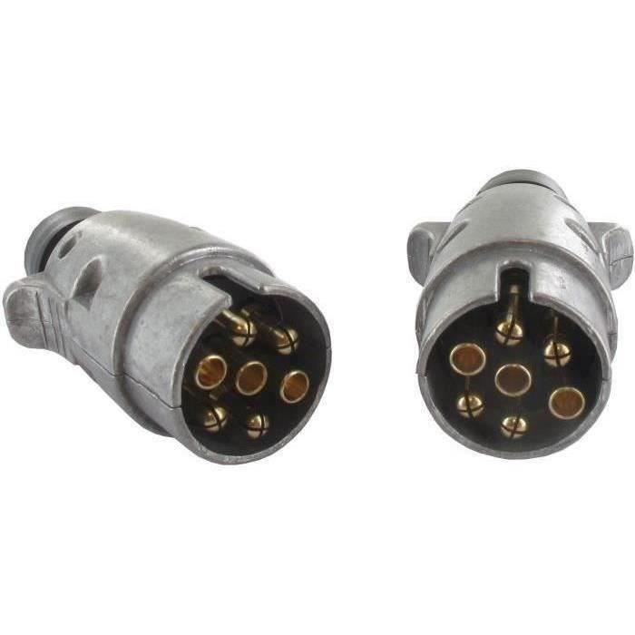 Prise de courant mâle 7 fiches, socle métal