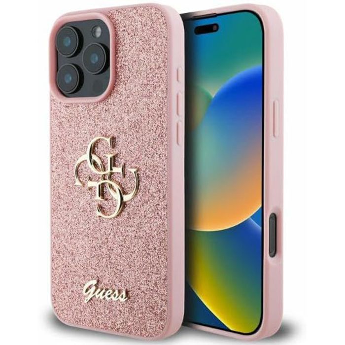 Coque Rigide GUESS Fixed Glitter Big 4G TPU Compatible iPhone 16 Pro Max