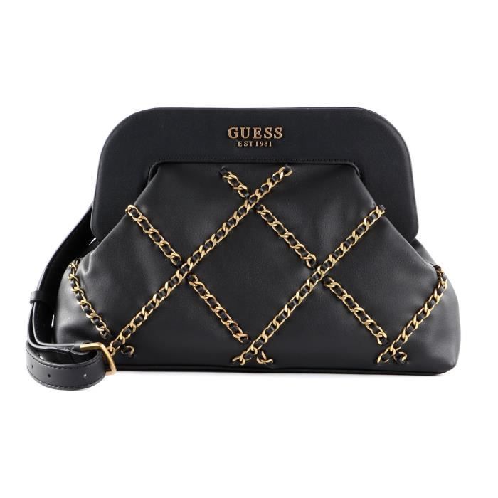 Sac Bandoulière GUESS Dea Crossbody Top Zip - Noir, Polyuréthane, Dimensions 25x10x6 Cm