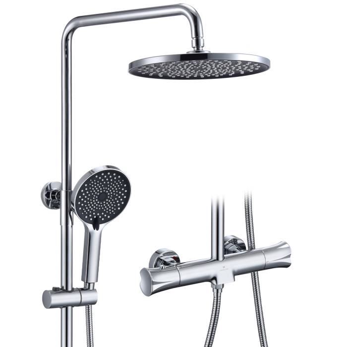 Ensemble De Douche Thermostatique Douche A Mains 3 Jets Colonne De Douche Avec Robinet De Baignoire Cascade Corps En Laiton Chrome Achat Vente Colonne De Douche Homelody Colonne De Douche Cdiscount