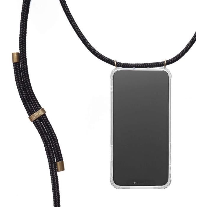 Housse ISOI Pour Google Pixel 8a Avec Dragonne - Coque Silicone Transparente Avec Cordon Réglable - Noir