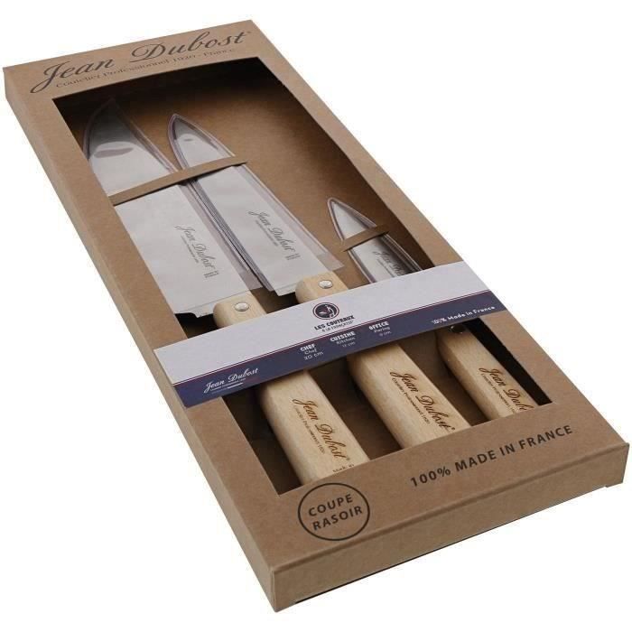 JEAN DUBOST Couteaux grand modèle en hêtre x3