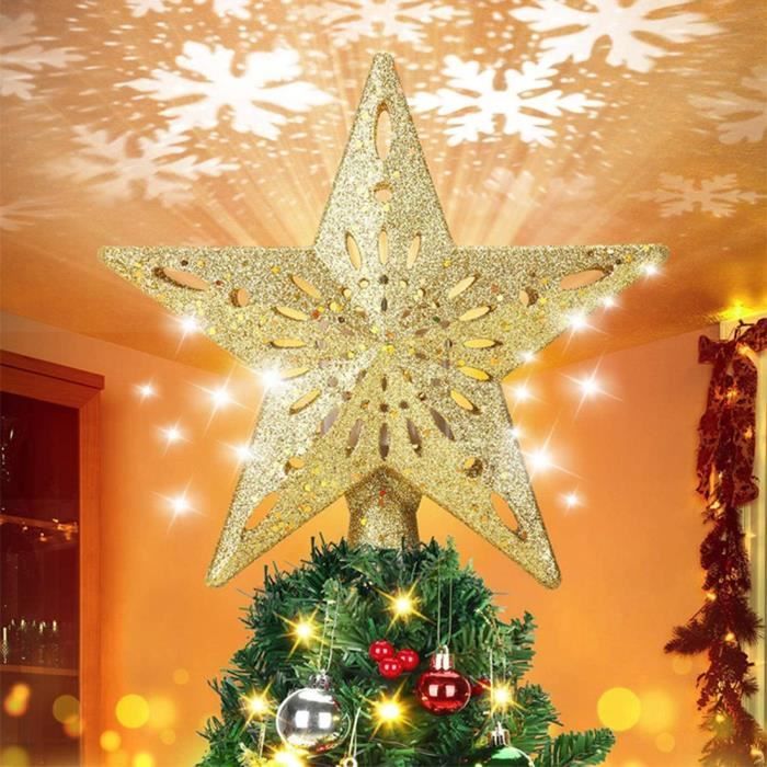 Kentop 1Pc 3D Étoile de Sapin de Noël 2 en 1 Lampe Projecteur LED