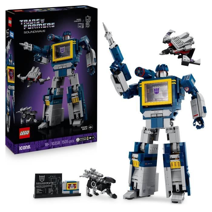 LEGO Icons 10358 Transformers Soundwave - Set de Construction pour Adulte - Maquette