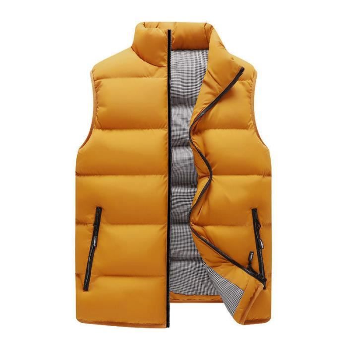 Doudoune Sans Manches Homme Col Montant Fermeture zipp e Jaune