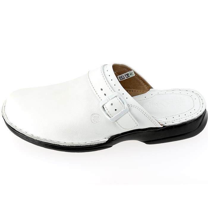 sabot médical homme en cuir véritable blanc - marque - modèle - légèreté et confort