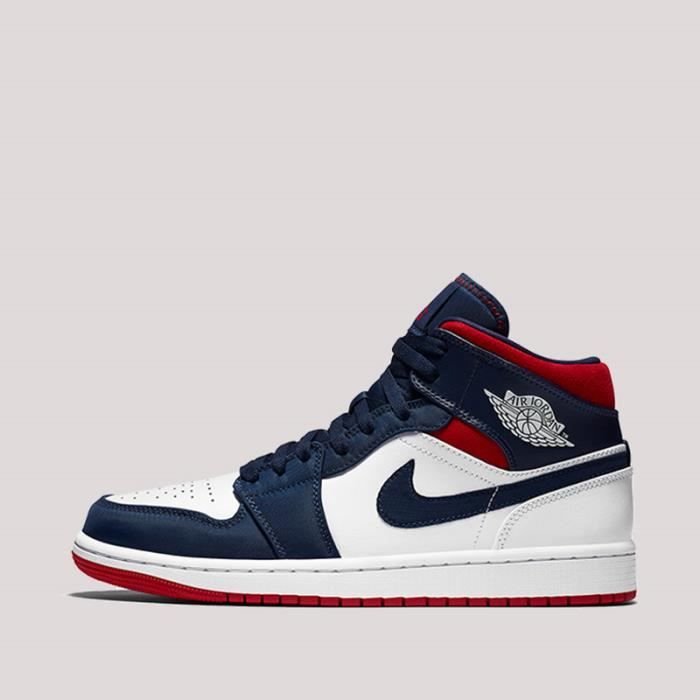 Jordan 1 mid bleu rouge Clearance