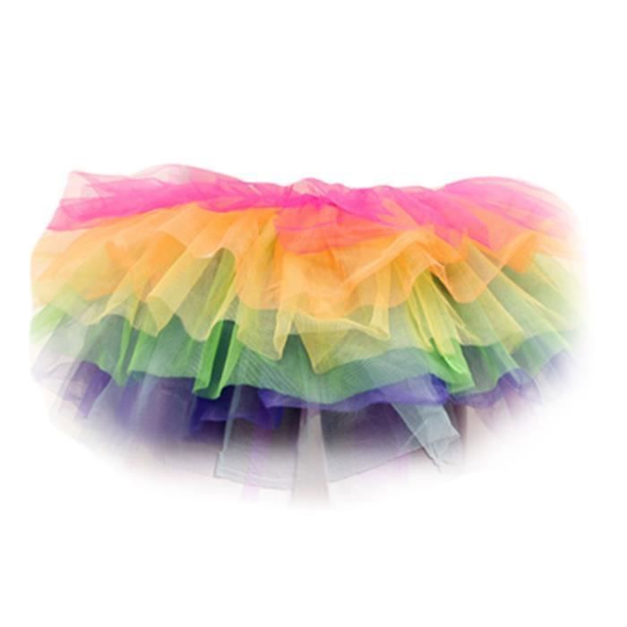 Jupe Tutu à Paillettes Multicolore - Style Ballet Années 80 - Élastique Taille, Longueur Courte - Pour Cosplay, Carnaval, Fête, Danse