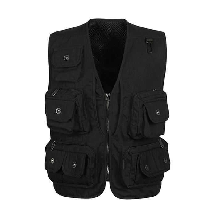Gilet Homme Hwalleum - Sans Manches, Multifonction - Respirant, Séchage Rapide - Multi-poches - Pour Travail, Plein Air