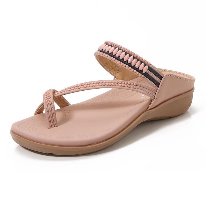 Sandales Plates Femme JAK Shoe Studio - Imprimé Serpent Rose Et Noir - Taille 5 (38)