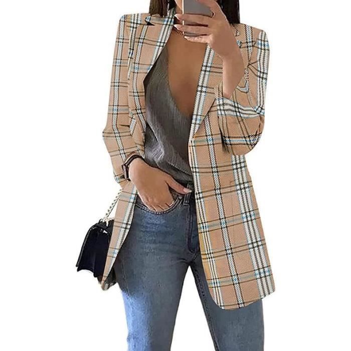 Onsoyours Blazer Femme Élégant Manches Longues Vintage Slim Fit - Veste Costume Bureau Imprimé Tie Dye