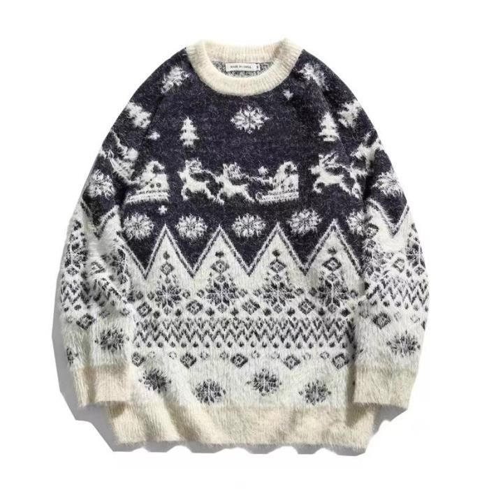Cardigan Femme Noël Jacquard - Motifs Festifs - Manches Longues - Maille Douce - Fermeture Boutons