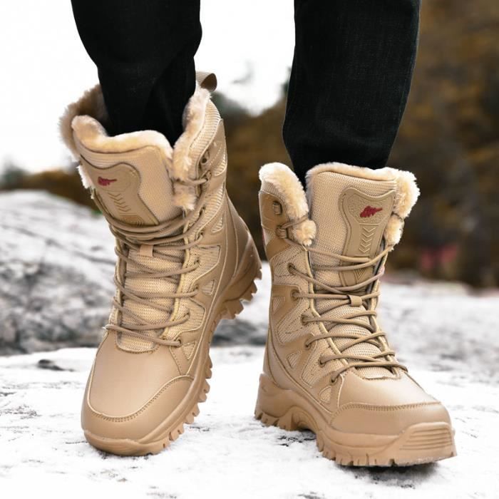 Bottes D’hiver Pour Homme – Imperméables, Doublure Polaire, Semelle Antidérapante – Sans Lacets, Fermeture éclair – Pour Neige, Randonnée, Camping – Légères Et Chaudes