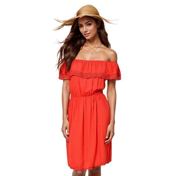 Robe Crayon L.K. Bennett Taille 12 - Rouge à Volants Fleurs, Longueur Genou, Manches Courtes
