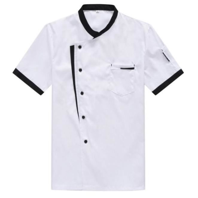 Veste de Chef Cuisine Uniforme Homme et Femme Blouse Cuisiner Manches Courtes avec Poche - blanc ZP