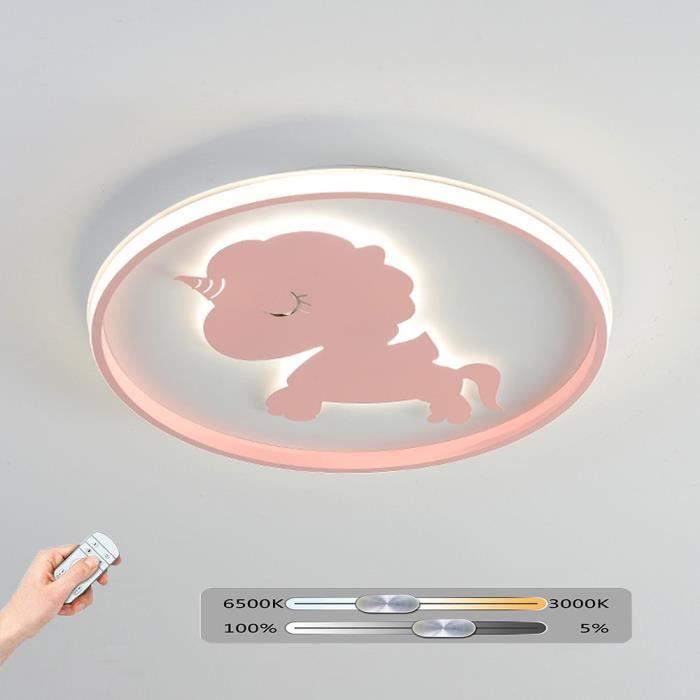Lumière Chambre Enfant Réglable Plafonnier LED Avec Télécommande Dimmable, Plafonnier Rond Créatif Plafonnier Enfant Astronaute