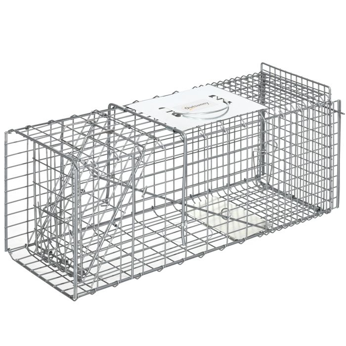 Piège vivant - Outsunny - cage de capture pliante petits animaux rat souris 2 portes poignée - acier - 66x24x30cm - gris