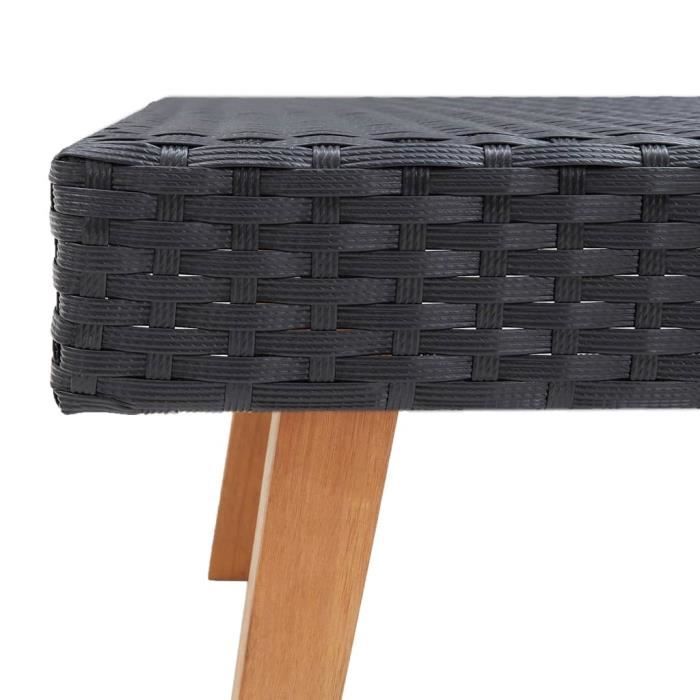 Avec pieds en bois, table basse - Pwshymi - Classic - Noir - Résine tressée, acier thermolaqué - 70 x 50 x 33 cm