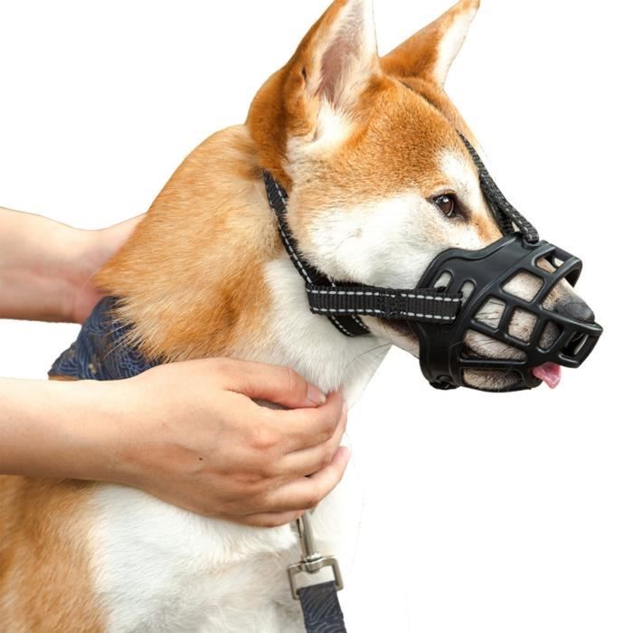 Comparer les prix de Muselière pour chien Muselière réfléchissante réglable pour chien, protège-dents creux pour empêcher les sport pour